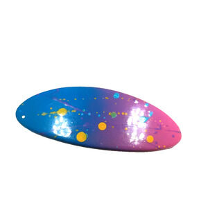 1970's Color Hair Barrette Tension Clip Pink Blue Gold Splatter Girl Fun